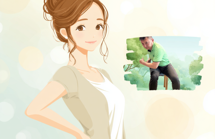 腰に手を当てている女性