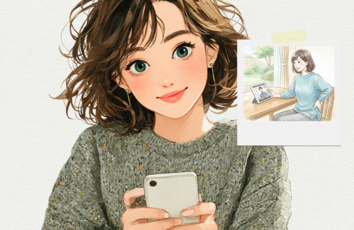 モニター画面を見ている女性