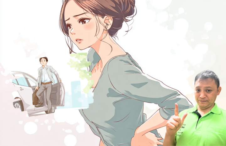 車から降りている男性