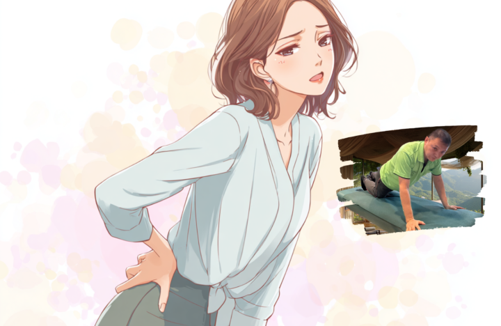 腰に手を当てている女性