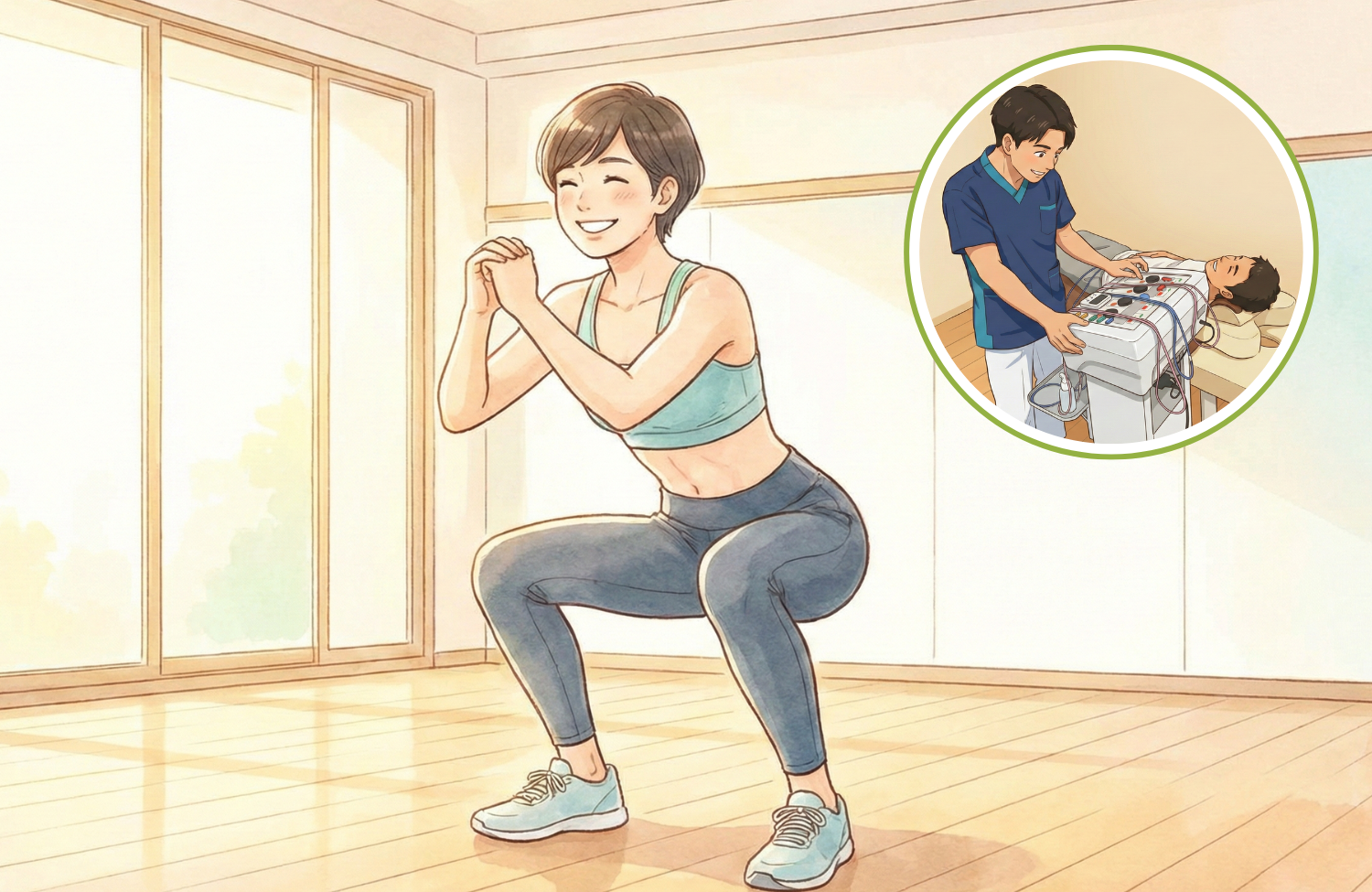 運動している３０代の男女