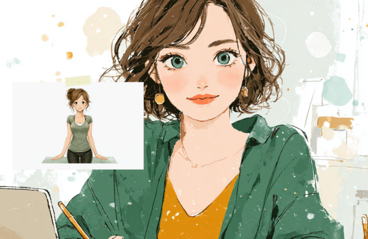 パソコンを開いて準備している女性