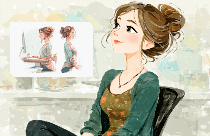 座ったり立ったりしている女性