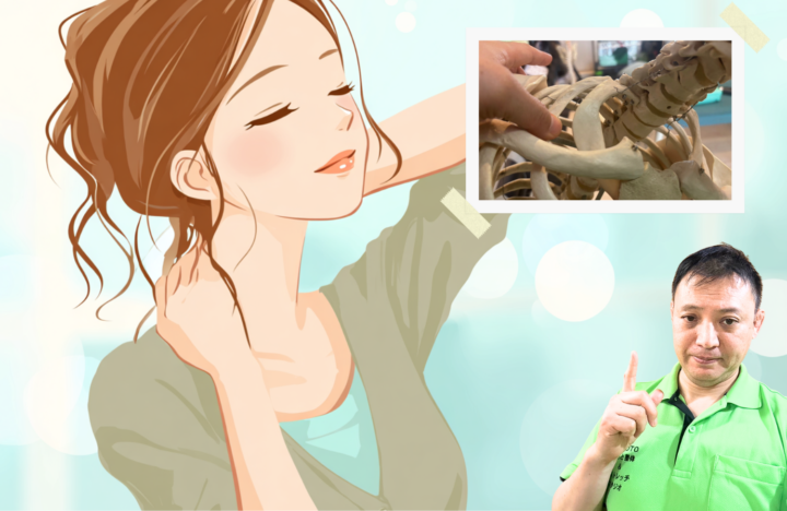 首に手を当てている３０代の女性