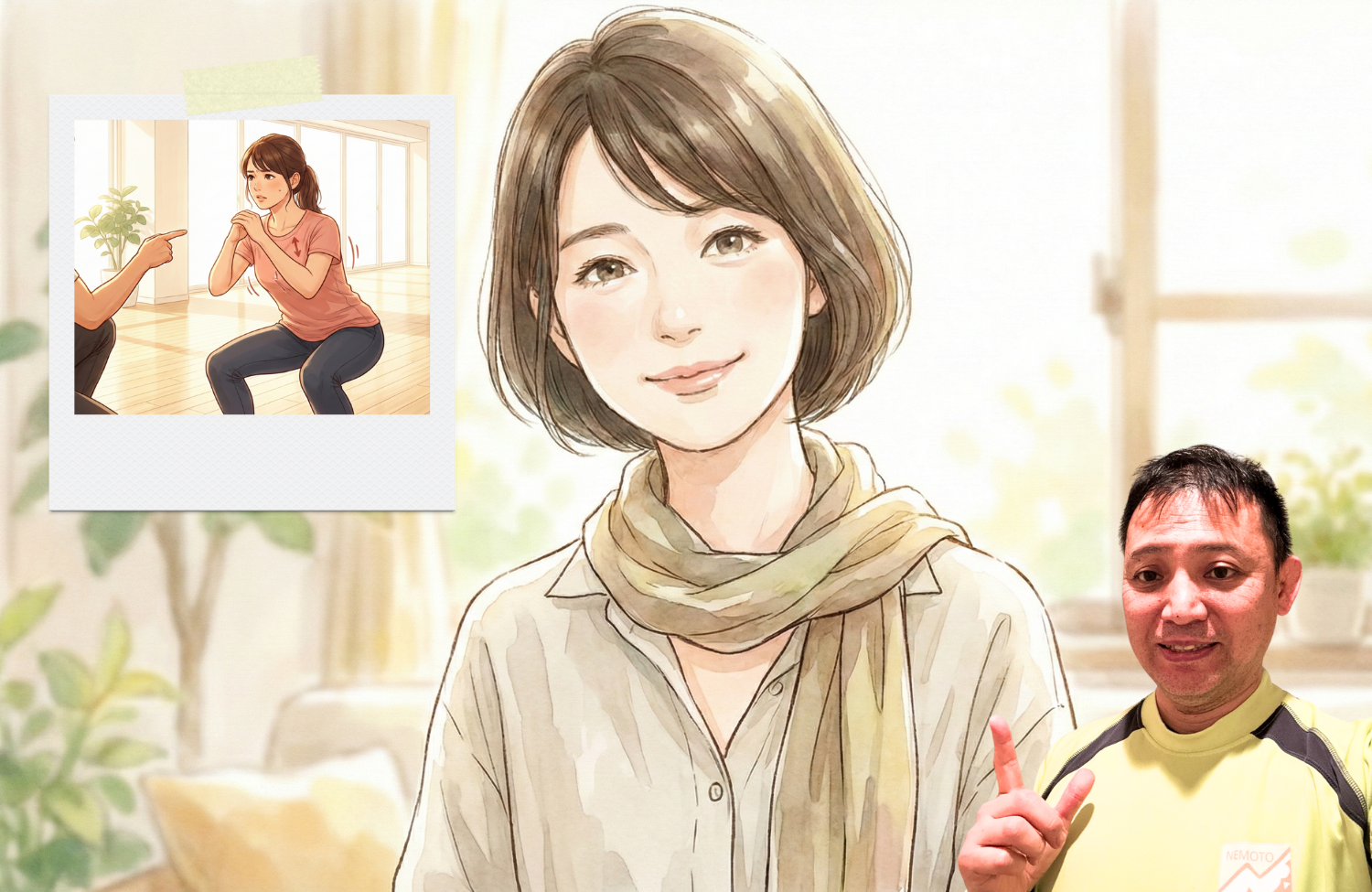 スクワットしている30代半ばの女性