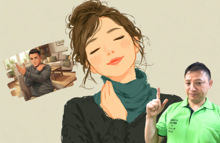 首に手を当てている30代の女性