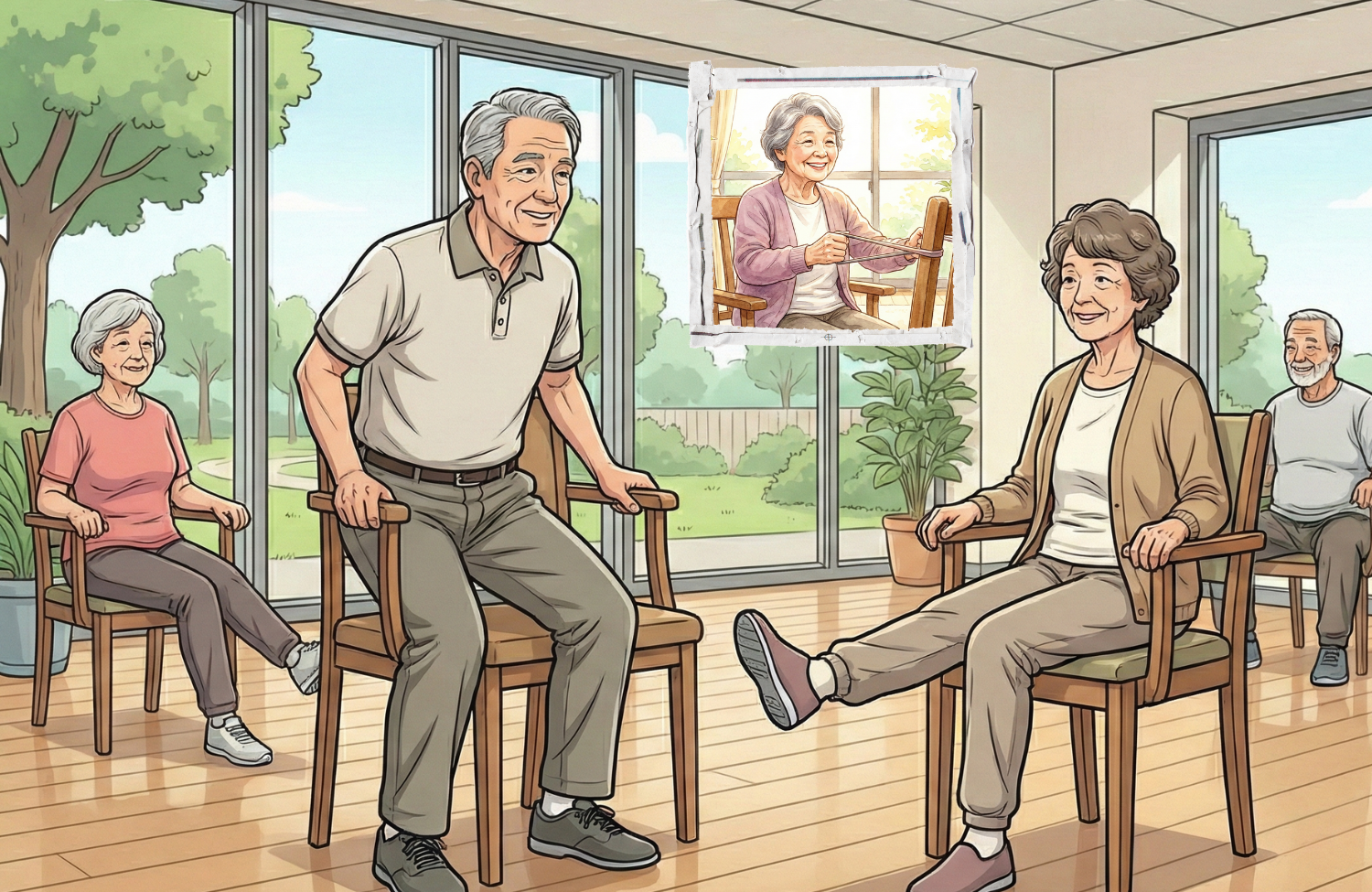 トレーニングをしている高齢女性