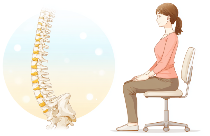 姿勢よく座っている女性