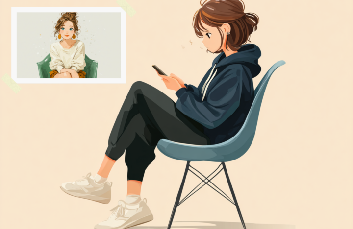 脚を組んでいる女性