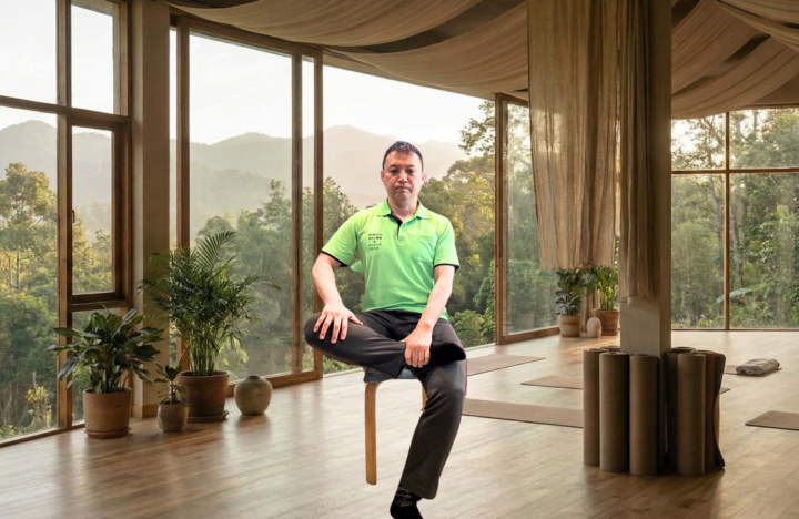 ストレッチをしている男性