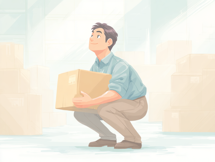 物を持ち上げている男性