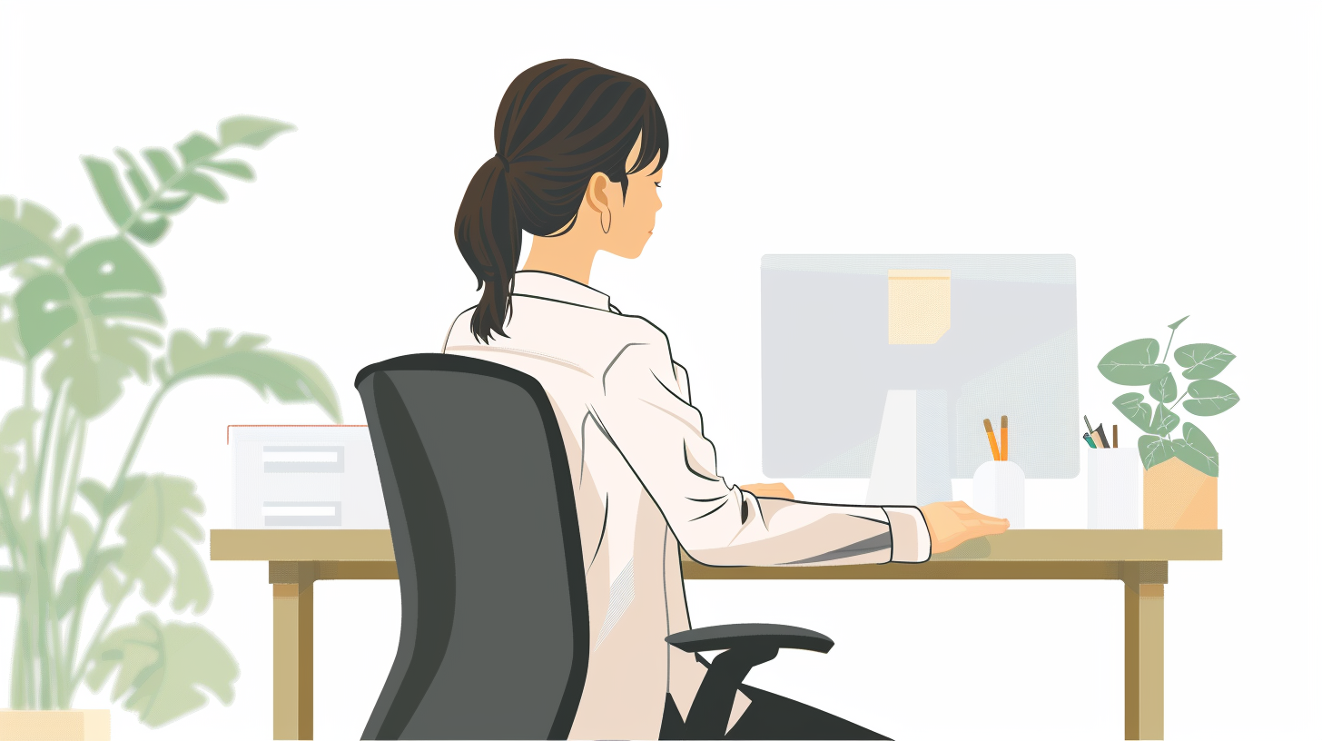 デスクワークで腰に負担がかかっている女性