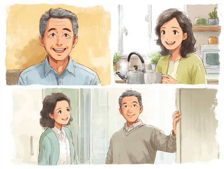 隙間時間に運動してる男女