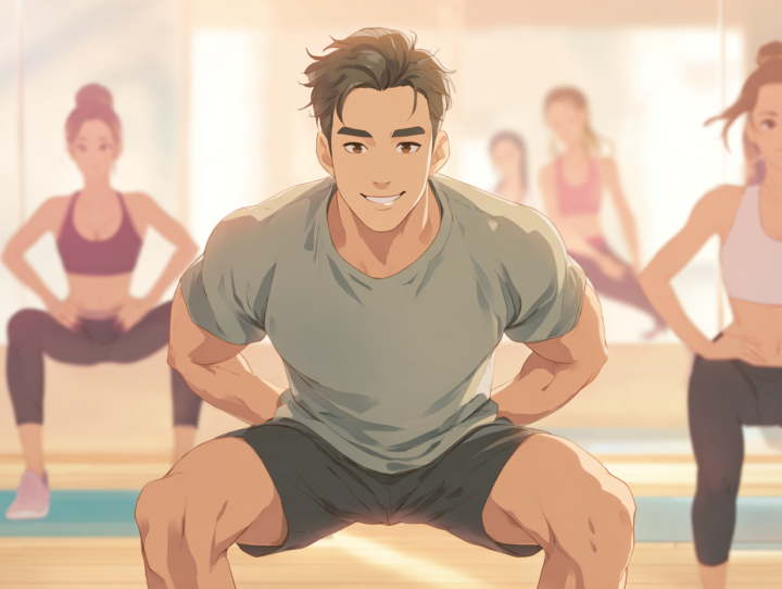 運動をしている40代の男性