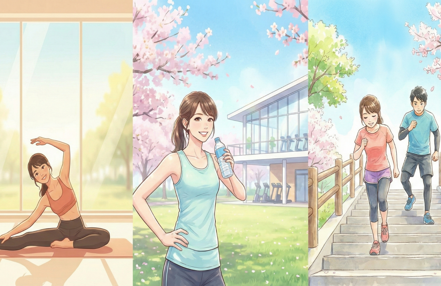 運動とストレッチをしている女性