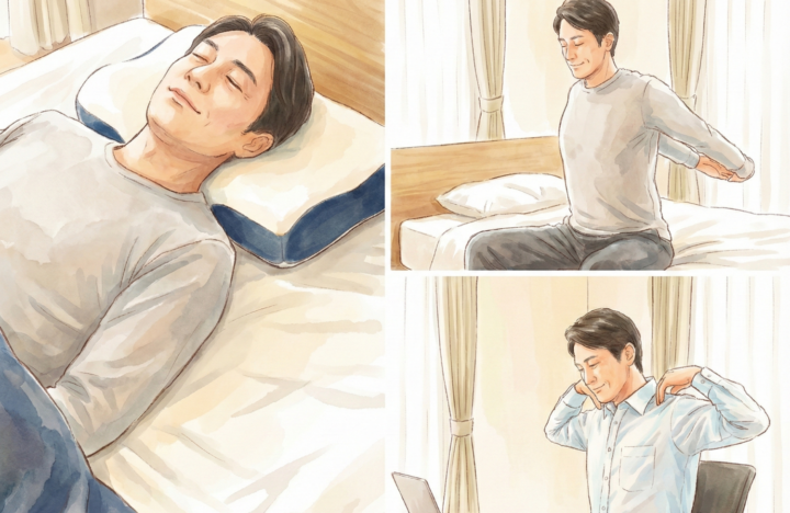 腕を伸ばしている40代の男性