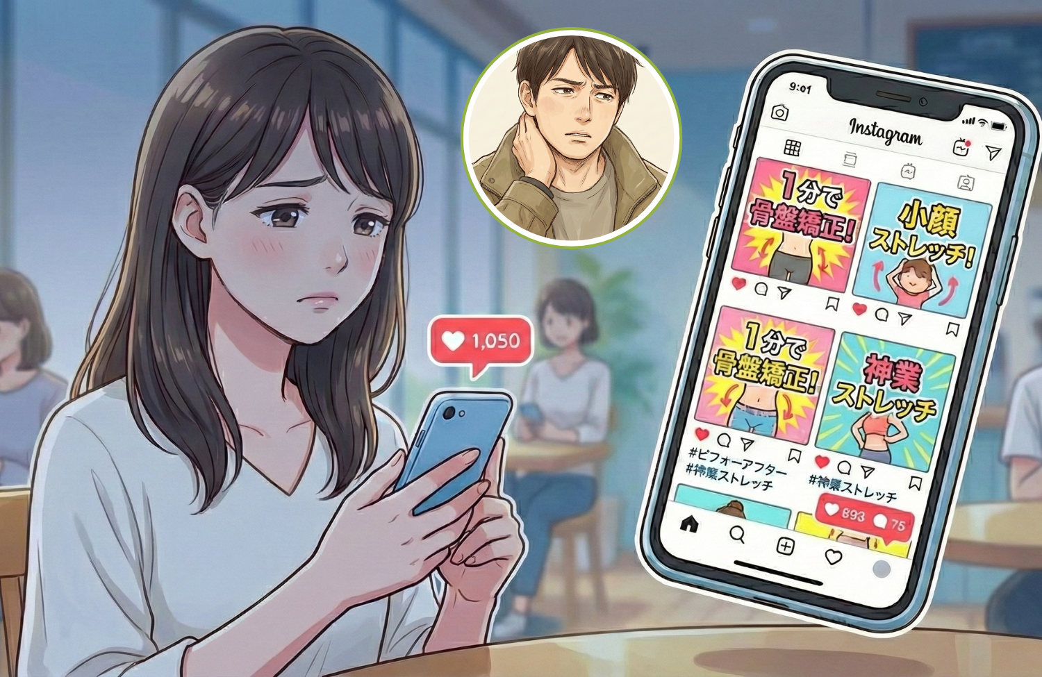 携帯を見ている20代後半の女性