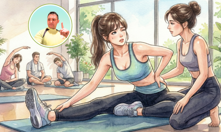 腰に手を当てている30代の女性