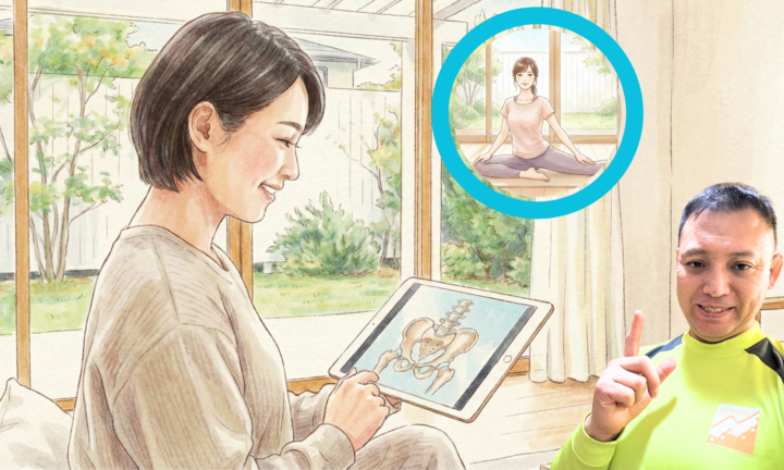 タブレットを見ている50代の女性