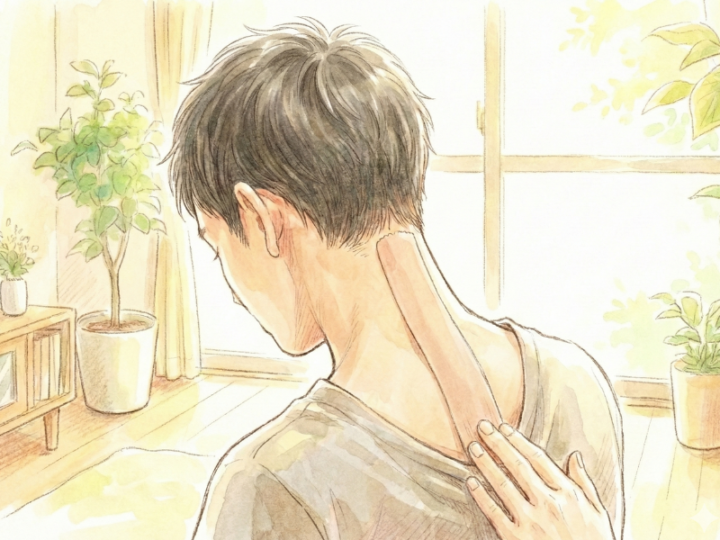 テーピング貼っている30代の男性