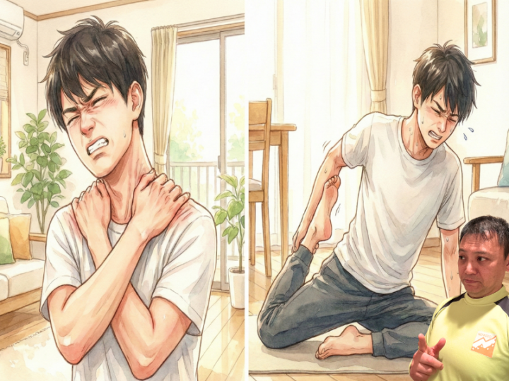 ストレッチをしている３０代の男性