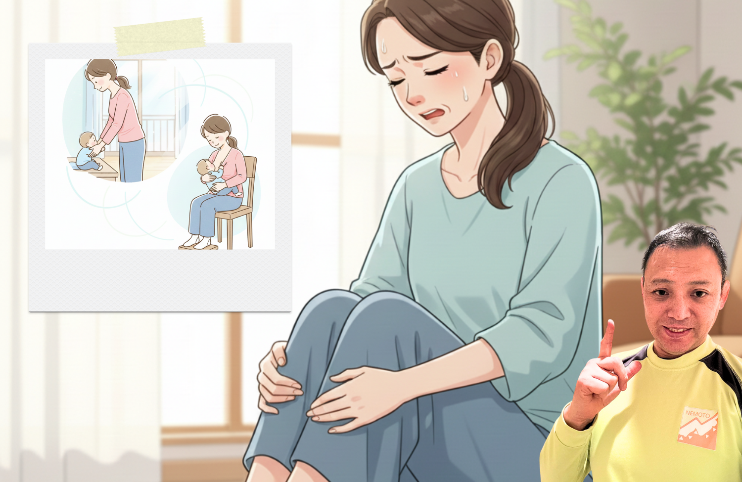 座っている30代の女性