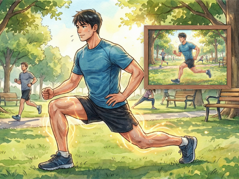 運動をしている30代の男性