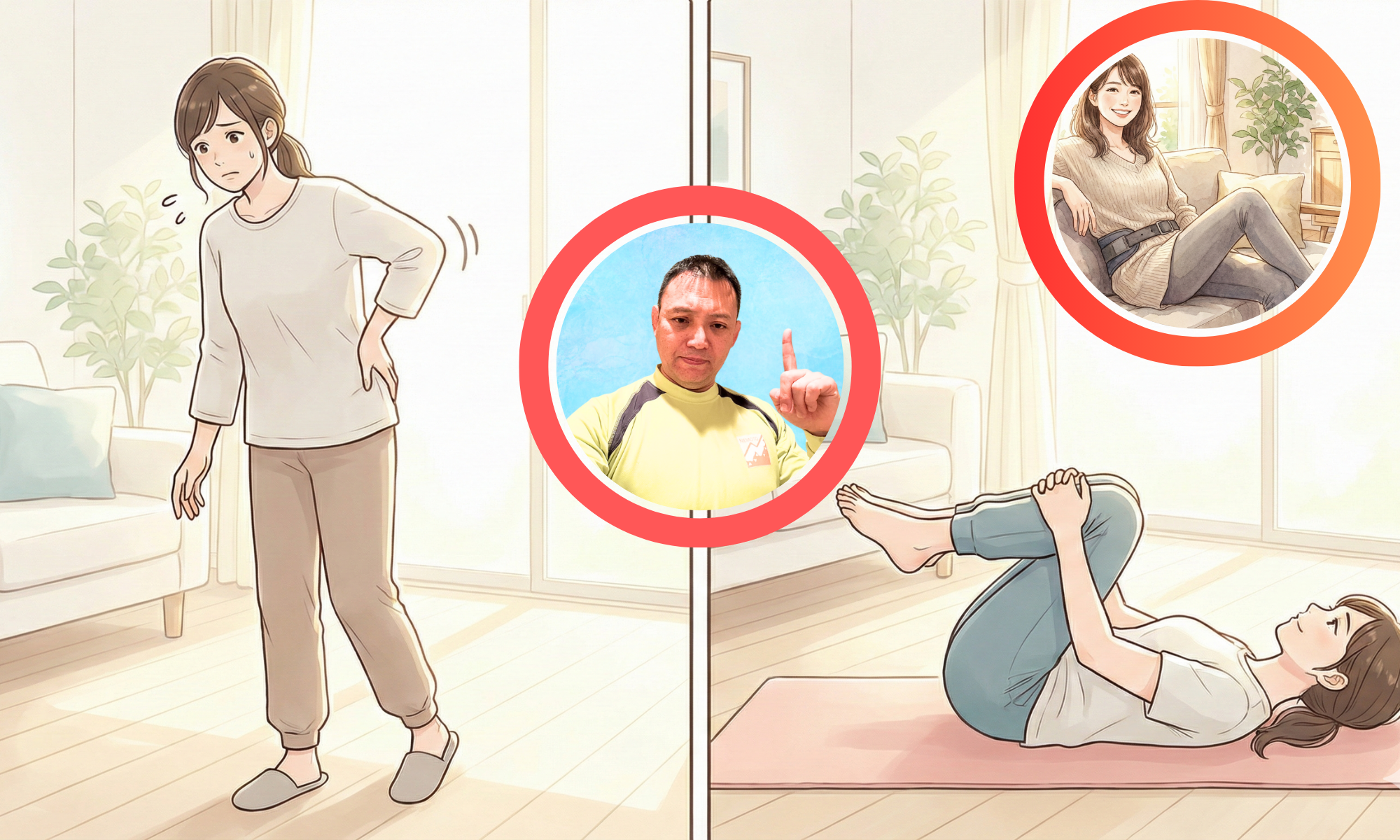 腰に手を当てている３０代の女性