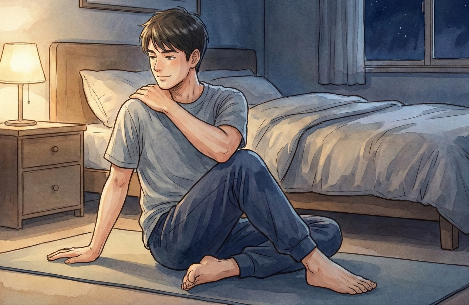 就寝前のストレッチイメージ