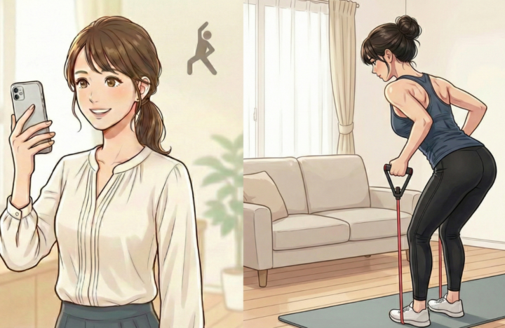 携帯の画面を見ている３０代の女性