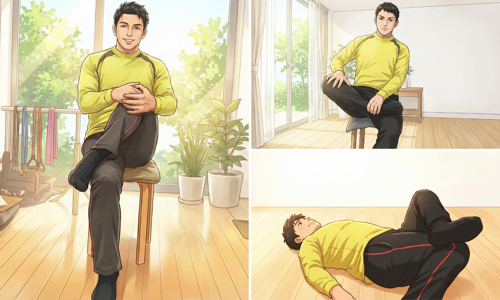 ストレッチをしている50代の男性 style=