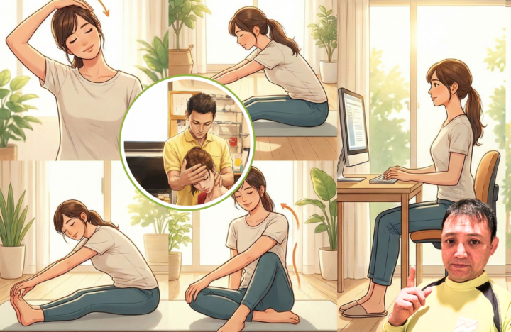 ストレッチしている30代の女性