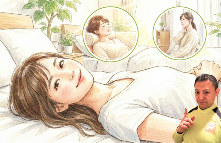 ベットで寝ている３０代の女性