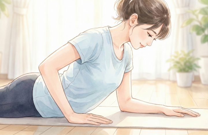 体を起こそうとしている３０代後半の女性