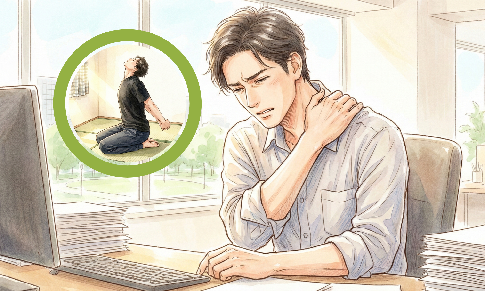 デスクワークをしている30代の男性"