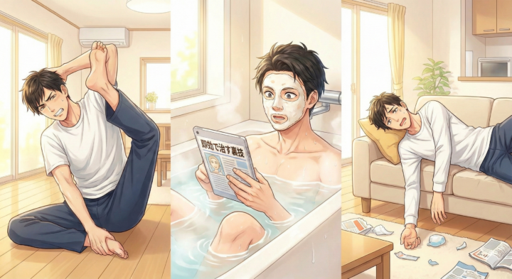 ストレッチをしている男性