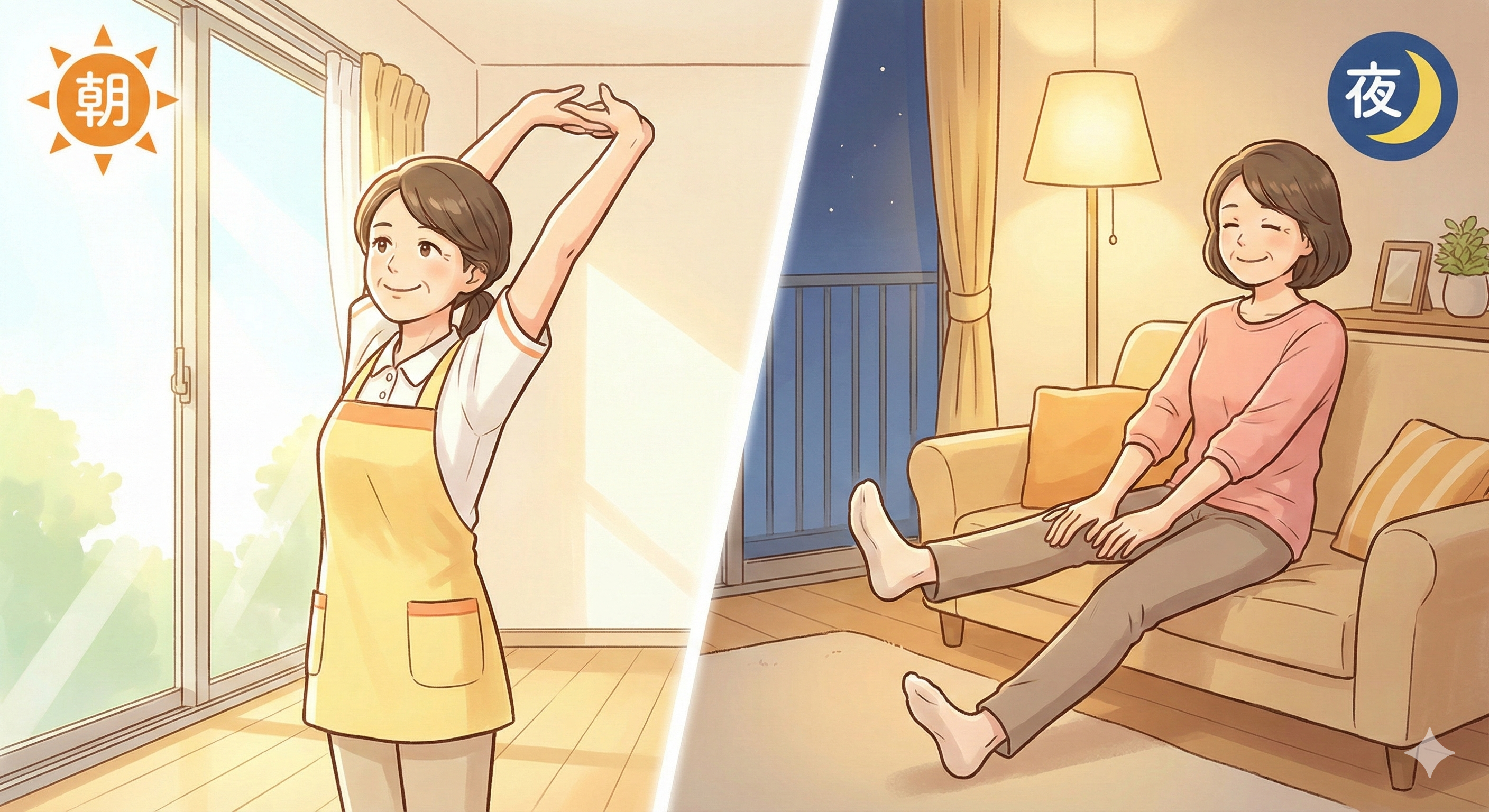 朝起きて手を伸ばしている４０代の女性