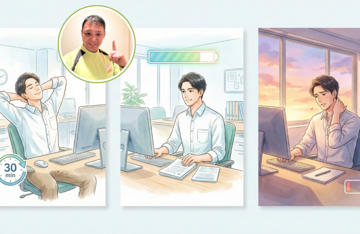 パソコンの作業をしている40代の男性