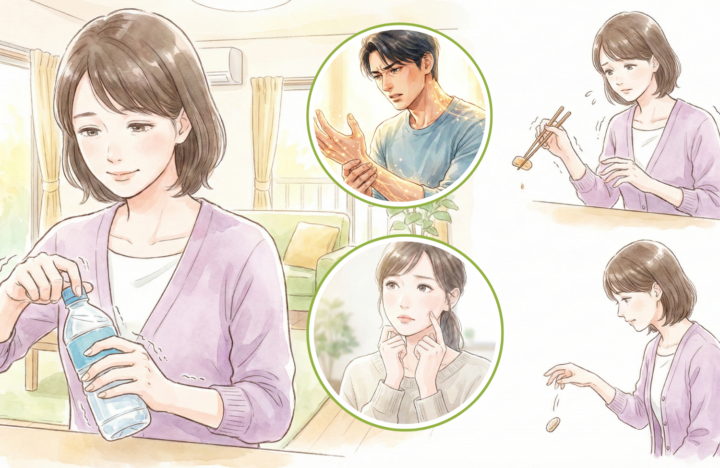 ペットボトルのふたが開けられない40代の女性