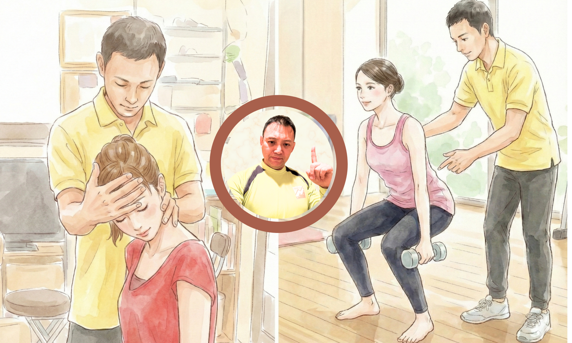 整体とトレーニングを受けている２０代後半の女性