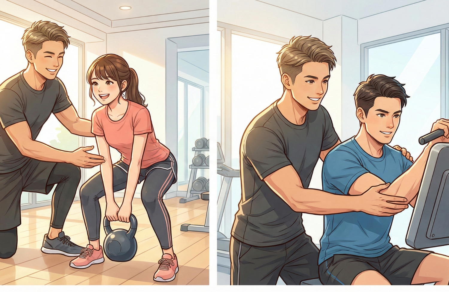 トレーニング指導する男性