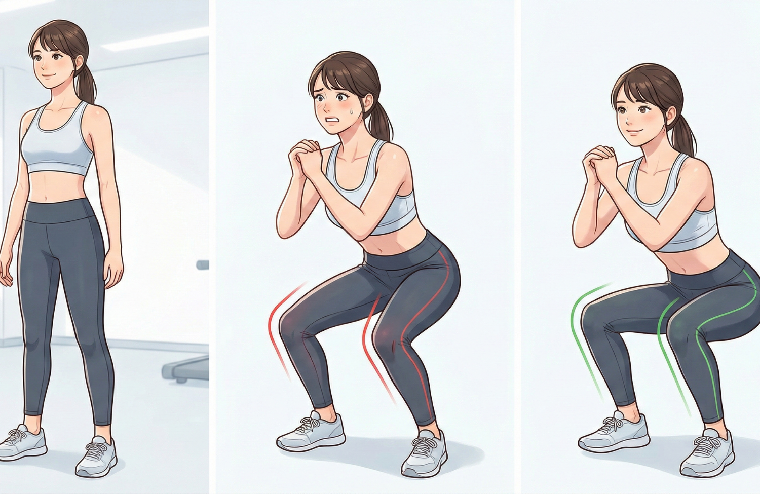 スクワットしている30代の女性