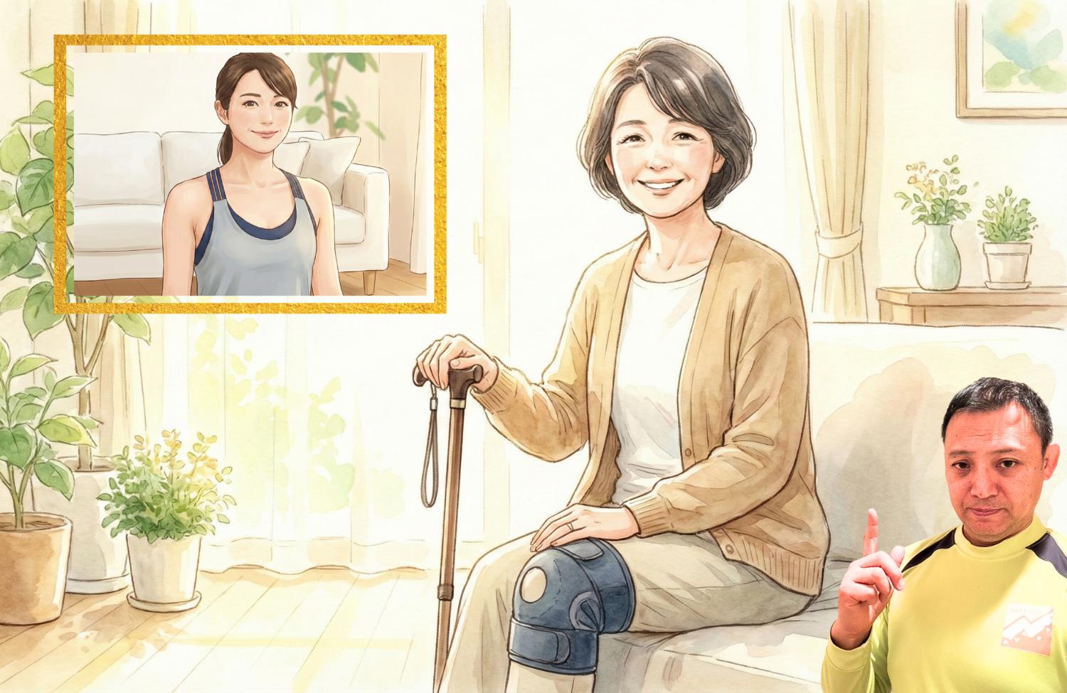 ソファーに座っている50代後半の女性