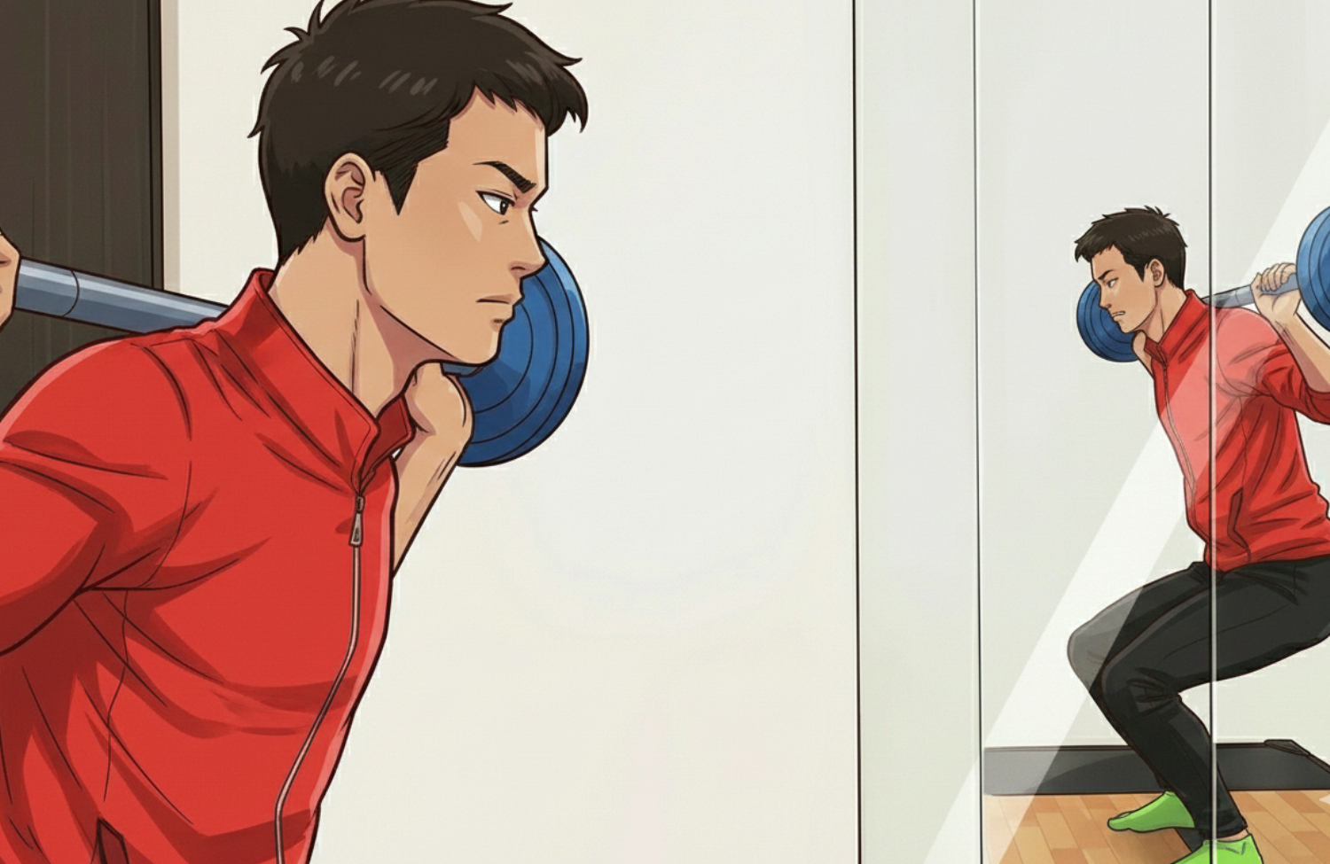 スクワットしている男性