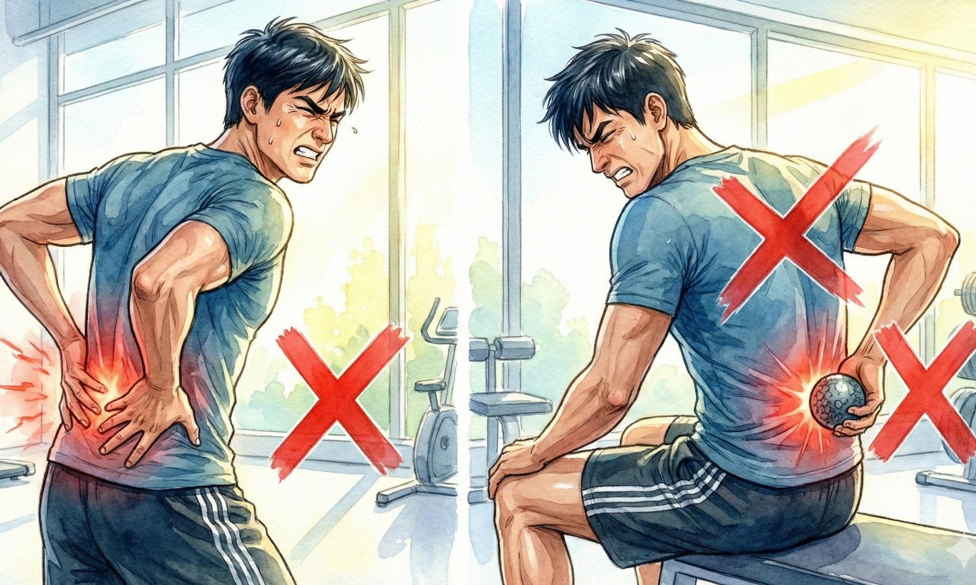 腰に手を当てている40代の男性