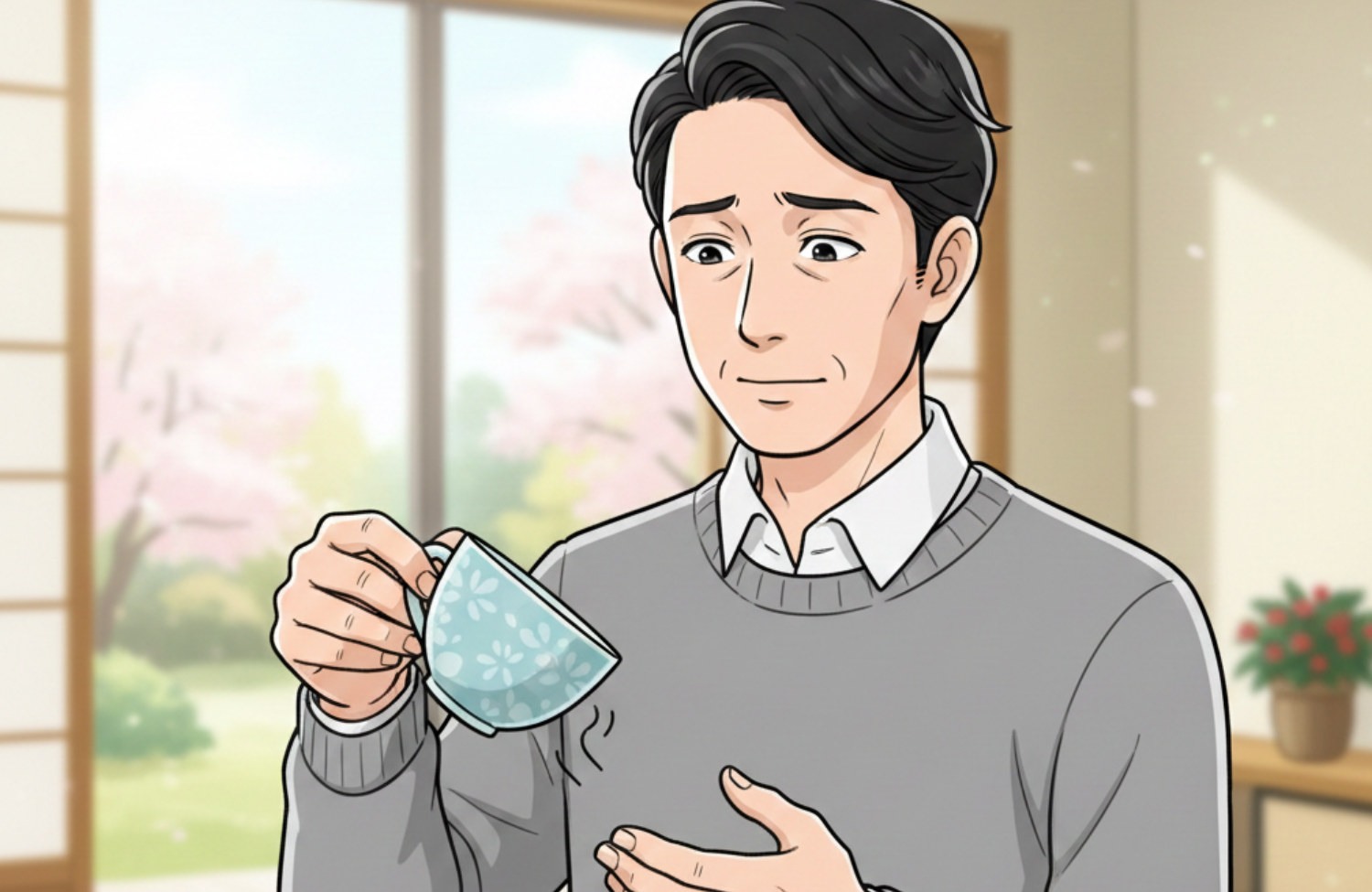 コップが持てない50代の男性