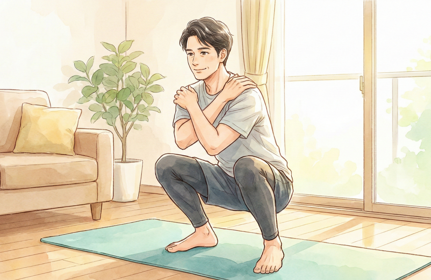 運動している30代後半の男性