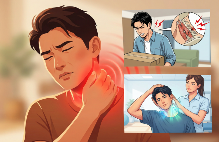 物を運んでいる40代の男性