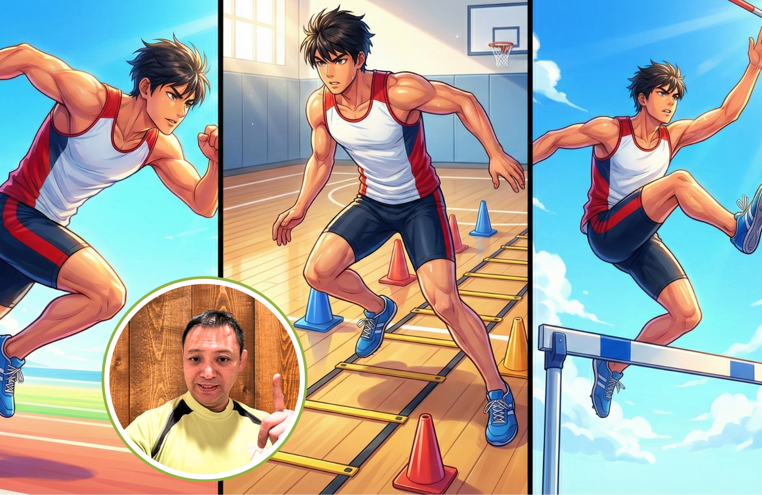 運動している20代前半の男性