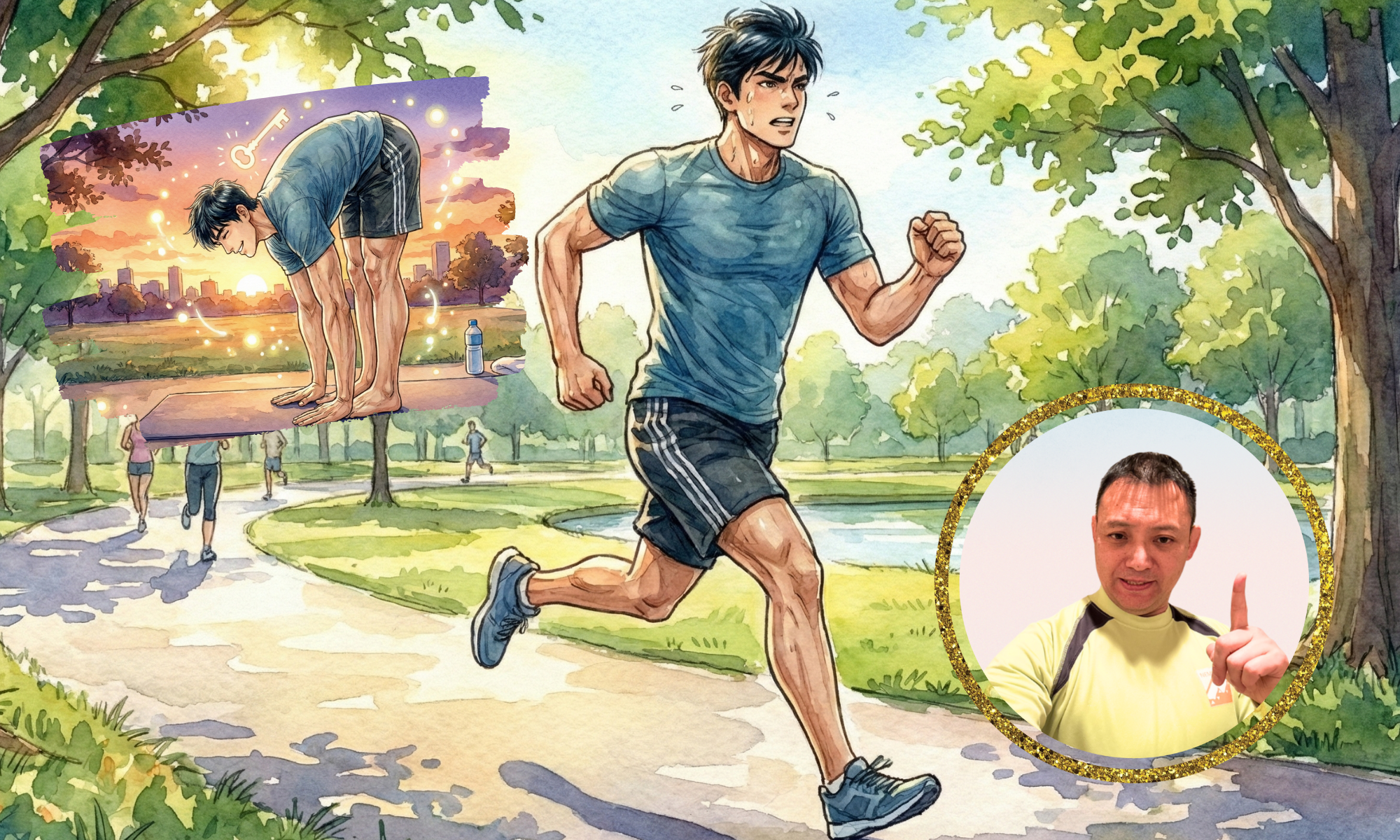 走っている30代の男性